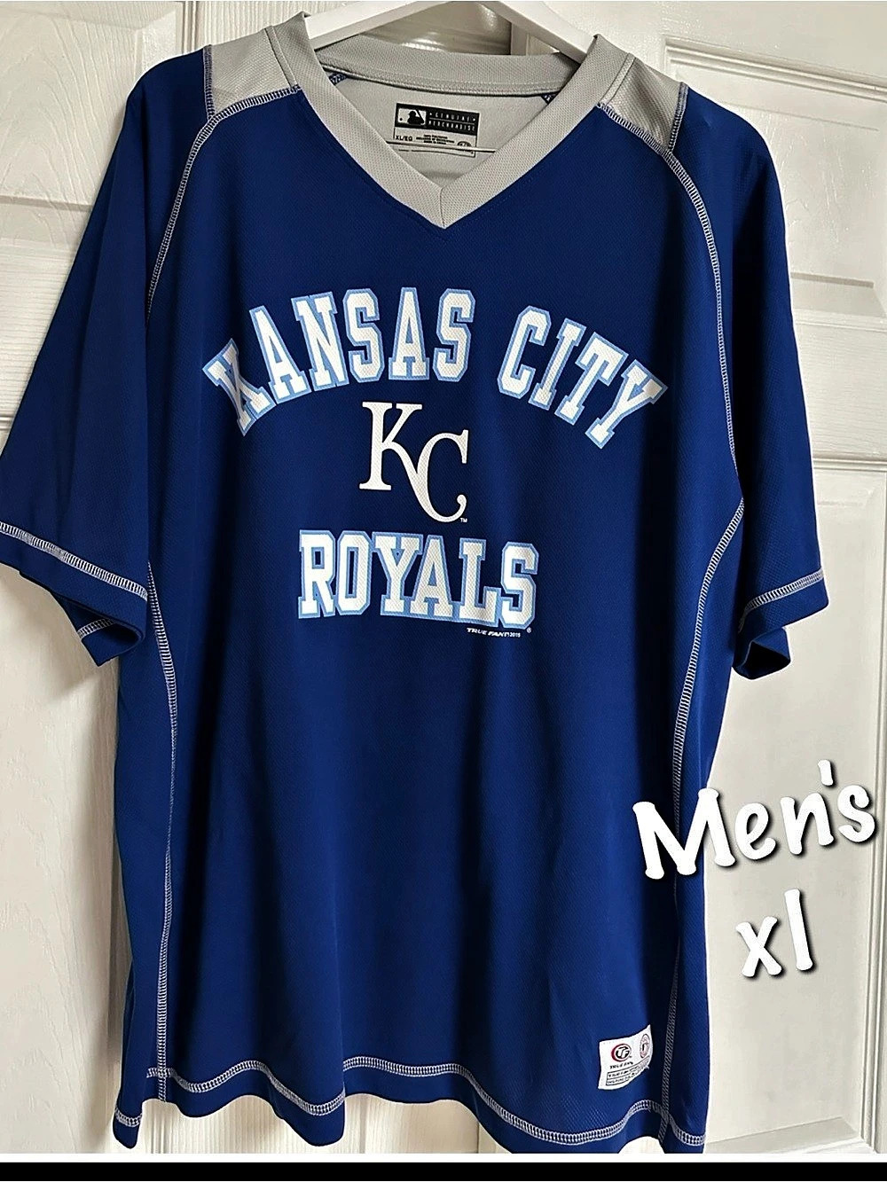 Majestic Kansas City Royals Men's Blue & Gray Jersey XL Like New